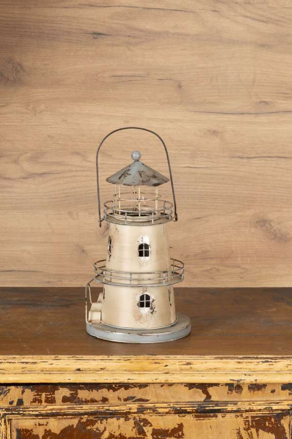 Tin Lighthouse Candle Holder 